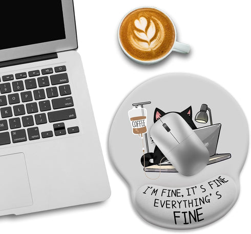 LIMKRIAN Cat Ergonomic Mouse Pad with Wrist Rest, Gaming Mouse Pad with Wrist Support, Funny Mouse Pads for Desk