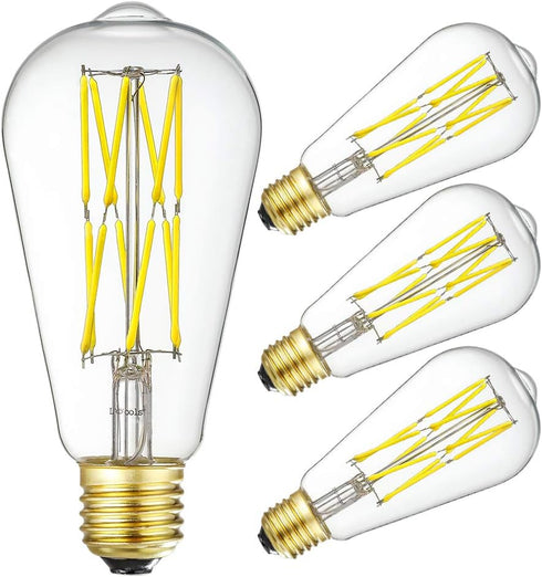Leools Dimmable Edison LED Bulb, 10W Equivalent to 100W, Antique Style ST64, 4000K Neutral White, 1200LM, 4 Pack