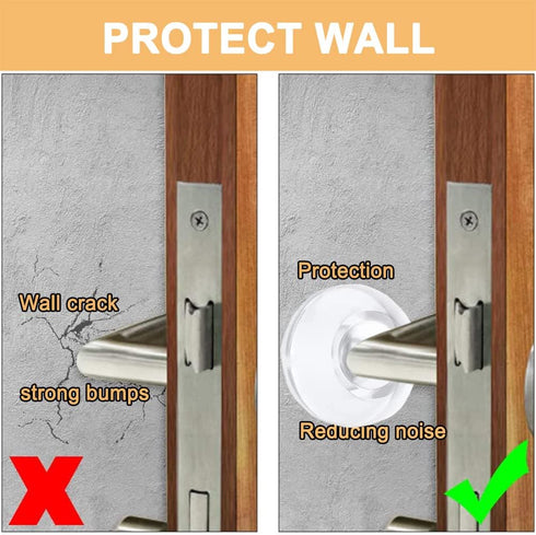 Door Stopper Wall Protector, Reusable Rubber Door Stops, Adhesive Bumper Protector for Door Knobs (Clear, 4 Pcs)