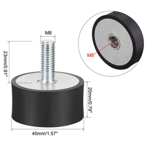 uxcell M8 Thread Male Female Rubber Mounts,Vibration Isolators,Shock Absorber 40mm x 20mm