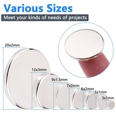 255PCS Small Strong Magnets, Neodymium Disc Magnets Heavy Duty, Rare Earth Magnets for Crafts, Whiteboard, Kitchen.