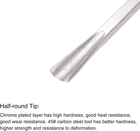 uxcell Wood Chisels Carving Knife, 10mm Chrome Plated 45# Carbon Steel Straight Half-round Tip, 165mm (6.5-Inch)