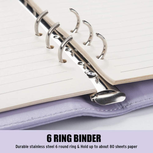 Sooez A5 Notebook Photocard Binder, 6 Budget Binder Ring Planner with Stylish Design, Dark Green