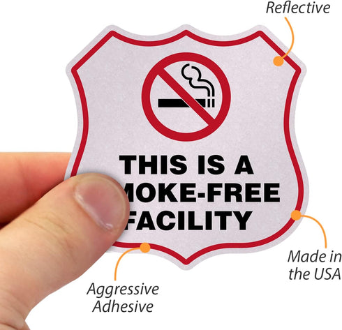 SmartSign This is A Smoke Free Facility Stickers, No Smoking Decals, Pack of 6, Made in USA