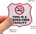 SmartSign This is A Smoke Free Facility Stickers, No Smoking Decals, Pack of 6, Made in USA