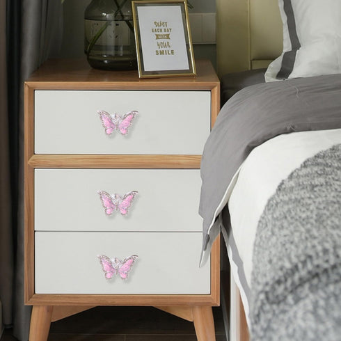 4 pcs Pink Butterfly Handle, Creative Cabinet Drawer Knob for Wardrobe and Dresser