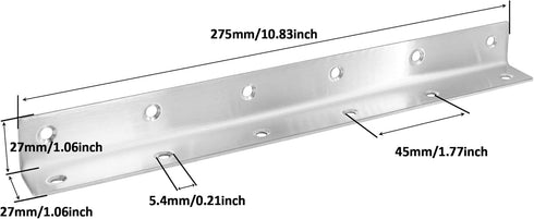 4 Pack 10.8" Wood,275mm L Bracket, Heavy Duty Corner Brace, Metal Shelf Bracket Angle Bracket for Shelves, Polished