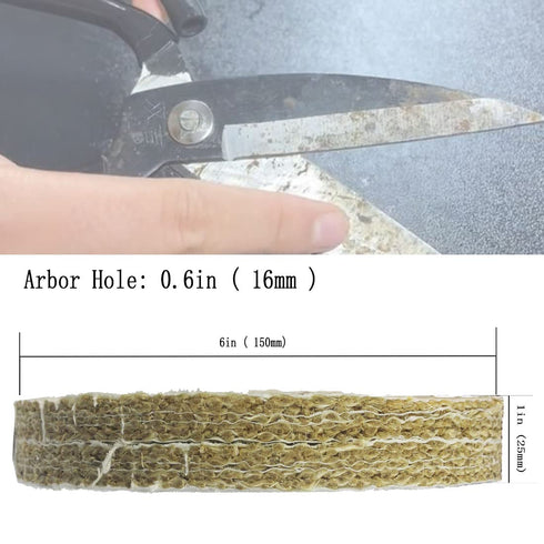 6'' x 1'' Spiral Sewn Rigid Sisal Buffing Wheel, 5/8 Inch Arbor Hole, Rigid Sisal Polishing Wheel for Bench