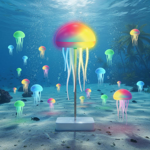 InnoVibe Jellyfish Desk Lamp RGB LED Light for Bedroom, Office & Nightstand, Color-Changing Table Lamp with Rotating