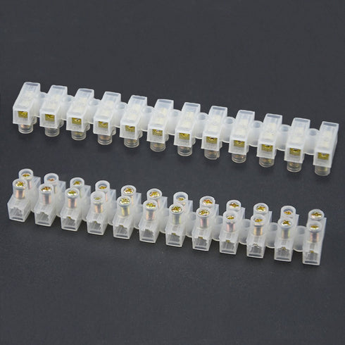 XINGYHENG 6Pcs 6A 10A 20A 12 Position Double Row Screw Terminal Block, Flame Retardant Nylon Connector (White)