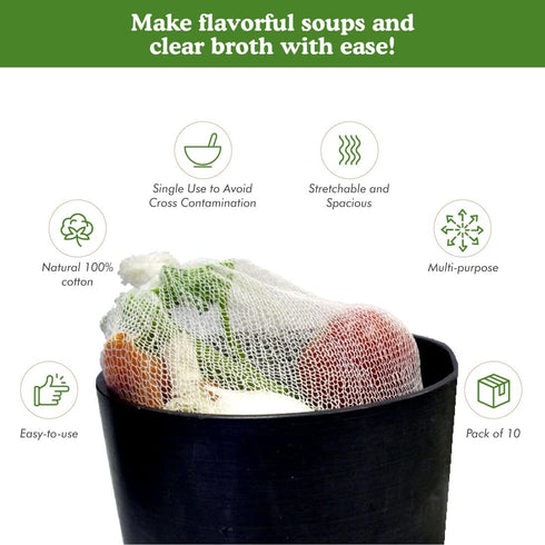 Regency Wraps Soup Sock, Cotton Mesh Bags for Making Broth and Soups, 24 inches, Pack of 3