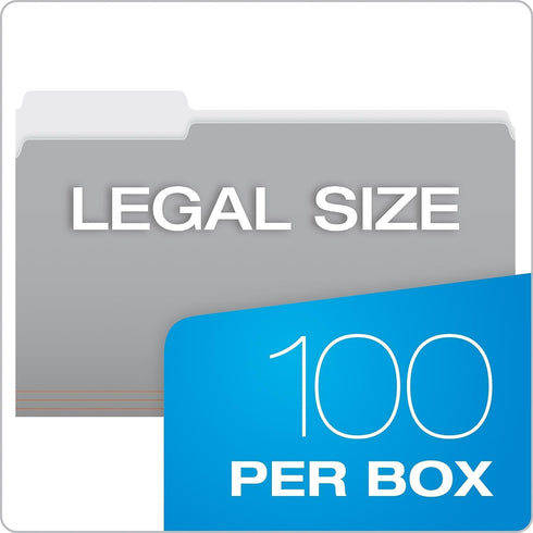 Pendaflex 435013GRA Interior File Folders, Legal, Gray, 1/3 Cut Top Tab (Box of 100)