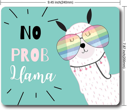 Mouse Pad No Prob Llama with Glasses, Motivational Quote Personalized Design Non-Slip Rubber Mousepad