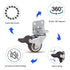 Side Mount Casters Set of 4 with Brake, 1.25 Inch L-Shape TPR Plate Casters for Furniture, Baby Bed, and More