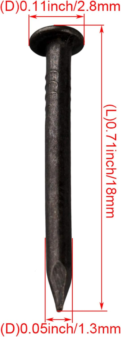 RDEXP Black Round Head Wood Screw Nail, Decorative Miniature Nail, 1.8cm/0.71", Pack of 50