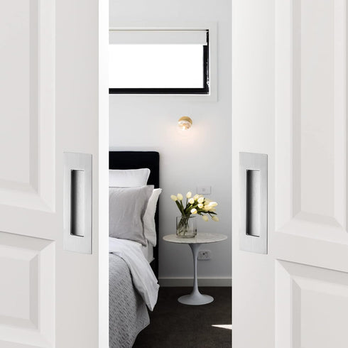 Ravinte 1 Pack Brushed Nickel Sliding Closet Door Handles, 7in Length Recessed Finger Pulls for Barn Door