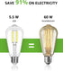Lepro Dimmable LED Edison Bulbs, 4000K Neutral White, 5.5W, 60 Watt Equivalent, E26 Light Bulbs, Medium Base ST19,