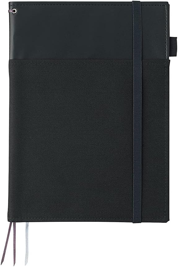 KOKUYO Systemic Synthetic Leather Cover Notebook, Twin Ring Edge, Semi-B5, 40 Sheets, 35 Lines, Black, Japan Import