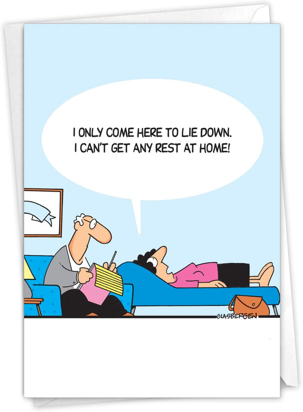 Funny Mother's Day Card with Envelope, Cartoon Greeting, NobleWorks - No Rest At Home 0316