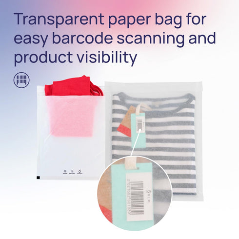 IDL Packaging Vela™ Clear Paper Apparel Bag, 13.75" x 19.75", Pack of 25, Extra Large Size with Resealable Tape