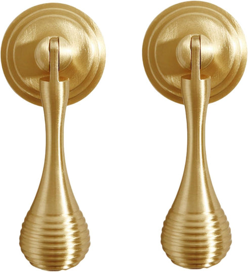SANCHAKOU Gold Dresser Knobs 2 Pack Bedside Table Cabinet Door Pendant Copper Handle