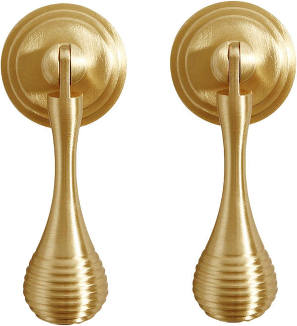 SANCHAKOU Gold Dresser Knobs 2 Pack Bedside Table Cabinet Door Pendant Copper Handle