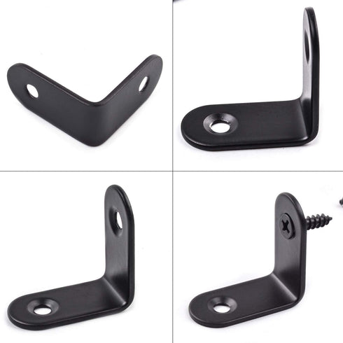 12pcs Black L Bracket Stainless Steel Corner Braces 30 x 30mm Heavy Duty Right Angle Brackets with 30pcs Screws for