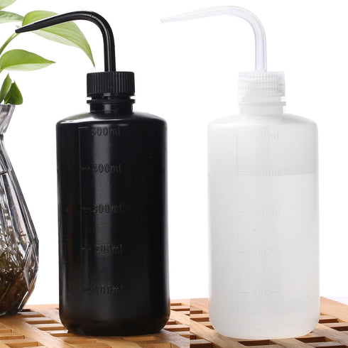 2Pcs 500ml Tattoo Wash Bottle | 16oz Water Squirt Bottle for Medical Succulent Cleaning, White & Black