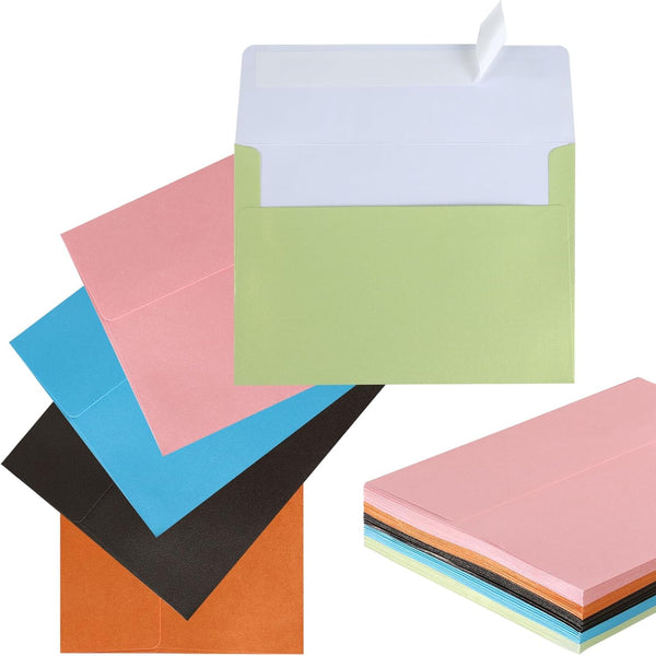 Granhoolm 50 Pack Colorful 5x7 A7 Envelopes, Pearl Paper Envelopes for 5x7 Cards, Gift Card Envelopes