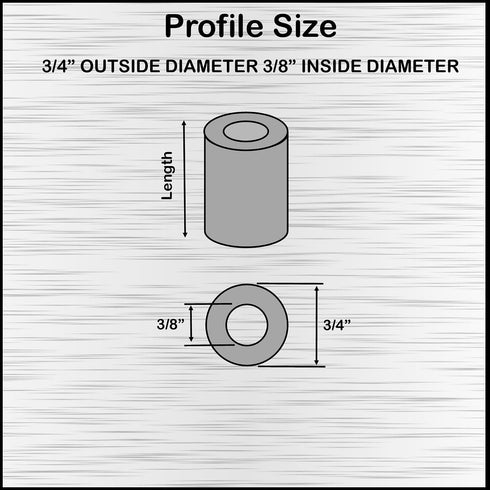 Aluminum Spacer 3/4" OD x 3/8" ID, Round Unthreaded Standoff Bushing, Fits 3/8" or M10 Screws, 10 Pack