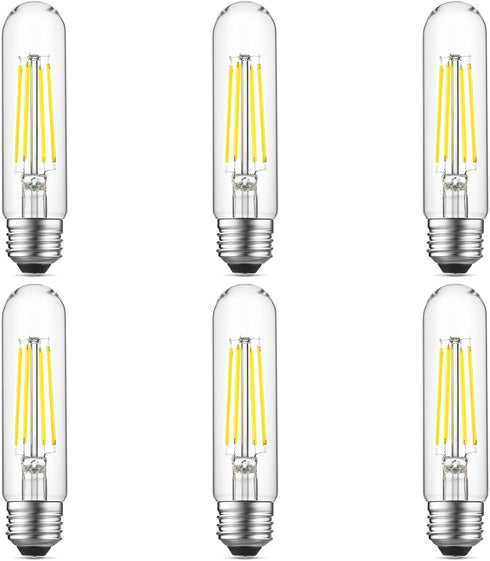 E26 LED Bulb, 6W Equal 60 Watt, Daylight 5000K, E26 Edison Bulb, 750lm Dimmable, 5 Inch Long Tubular, 6 Pack