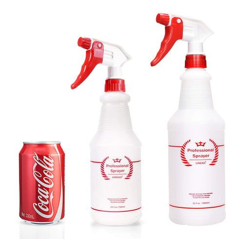 Plastic Spray Bottle 2 Pack, 32 Oz Heavy Duty Leak Proof Mist Sprayer for Cleaning, Hair, Planting, Red