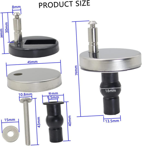 ARTIBETTER Toilet Seat Hinges Replacement Kit with Quick Release Fixings and Bolts for Standard Toilet Seat Accessories