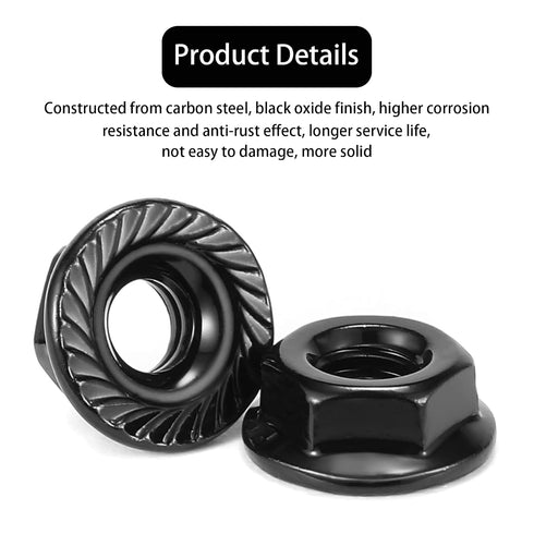 Generic M6 1.00mm 18-8, 50 Pack x Hex Nuts, Carbon Steel Black Oxide, Full Thread, Hex Drive, Bright Finish, Carbon