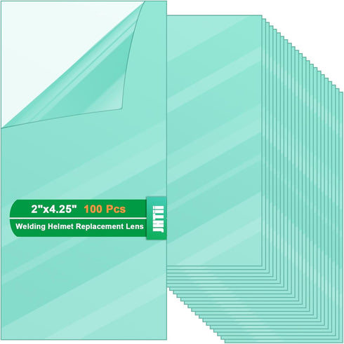 100PCS Welding Helmet Replacement Lens, 2"x4.25" Clear Anti-Scratch Polycarbonate Lens for Arc/MIG/TIG