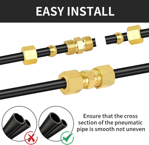 MuHize Compression Tube Fitting, Upgraded 3/16" High Pressure Compression Union, Pack of 8 for Industrial Use