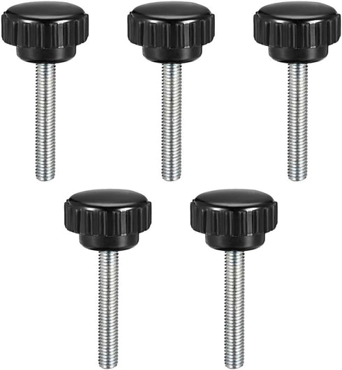 uxcell M5 x 40mm Metric Male Thread Knurled Clamping Knobs, 5 Pcs Black Thumb Screw Hand Clamping Handle