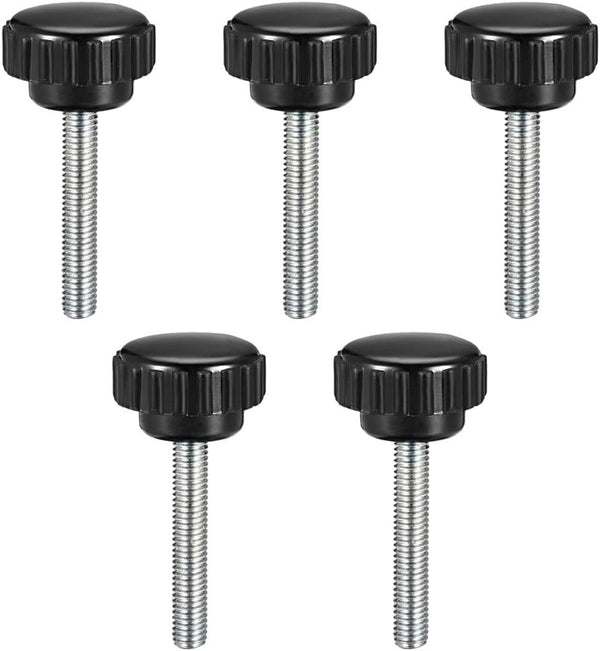 uxcell M5 x 40mm Metric Male Thread Knurled Clamping Knobs, 5 Pcs Black Thumb Screw Hand Clamping Handle