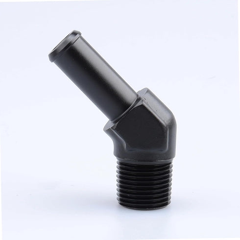 3/8" NPT Male to 1/2" Hose Barb Fitting Adapter, 45 Degree Aluminum Black for 8AN Hose