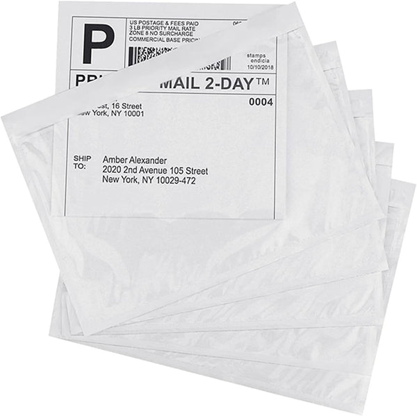 LabelMore Clear Self-adhesive Packing List Pouches, 7.5 inch X 5.5 inch, Shipping Label Envelopes, 100pcs