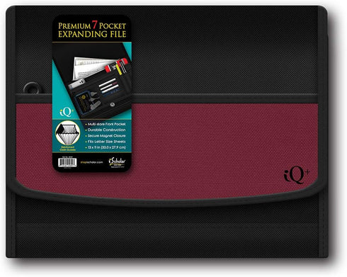 iQ Plus Premium Expanding Folder, 7 Pocket, 13 x 10 Inches, Color Will Vary (34107)