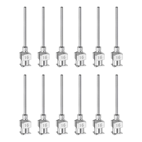 12pcs 16Gauge Stainless Steel Dispensing Needles, 1" All Metal Glue Needle Tube Blunt Tips for Thick Liquids