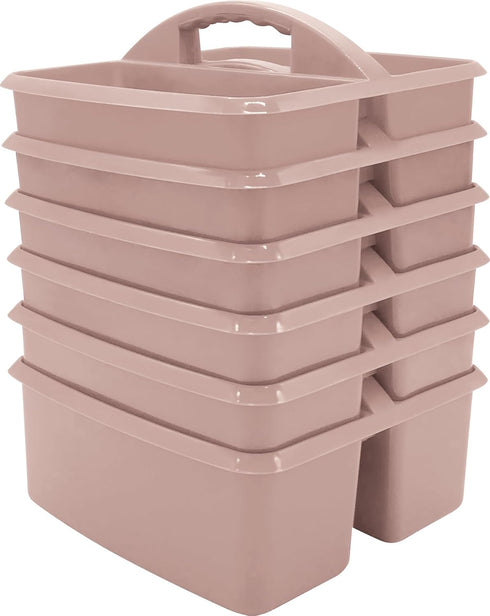 Teacher Created Resources Light Mauve Portable Plastic Storage Caddy, 6-Pack for Classrooms, Kids Room, Office