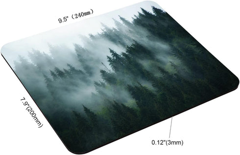 Misty Forest Mouse Pad,Nature Pine Trees Scenic Foggy Mountain Cool Woodsy Landscape Woodland Customized Non-Slip Rubber Base Mousepads, Computer Mouse Pads for Wireless Mouse 9.5×7.9×0.12 inches by TSSOHU