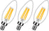 E12 4W 2700K Bulb (3 Packs) LED Candlestick Retro Candle Warm White Tiffany Table lamp Transparent Glass Lighting