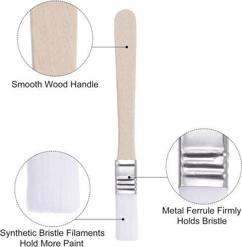 uxcell 10Pcs Small Paint Brush, 0.5" Width Natural Bristle with Wood Handle for Wall, Door, Cabinets, Furniture
