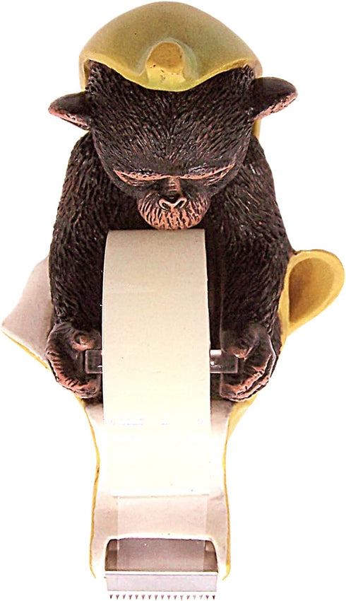 Monkey in a Banana Peel Tape Dispenser, Funny Animal Office Supplies, Unique Desk Accessory, 5.25 Inches