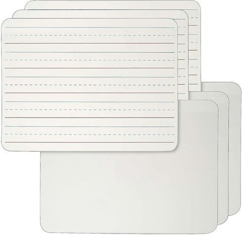 Charles Leonard Dry Erase Board – 2-Sided Lined/Plain, 9" x 12", Pack of 6, CHL35120-6
