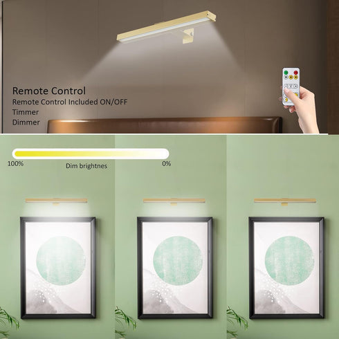 16" 3 Dimmable MIOBLUE Rechargeable Picture Lights with Remote, Battery Operated Painting Light Display Lamp