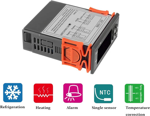 STC-1000 Digital Temperature Controller, AC 10A 110V-220V with NTC Sensor Probe (1 Pack)